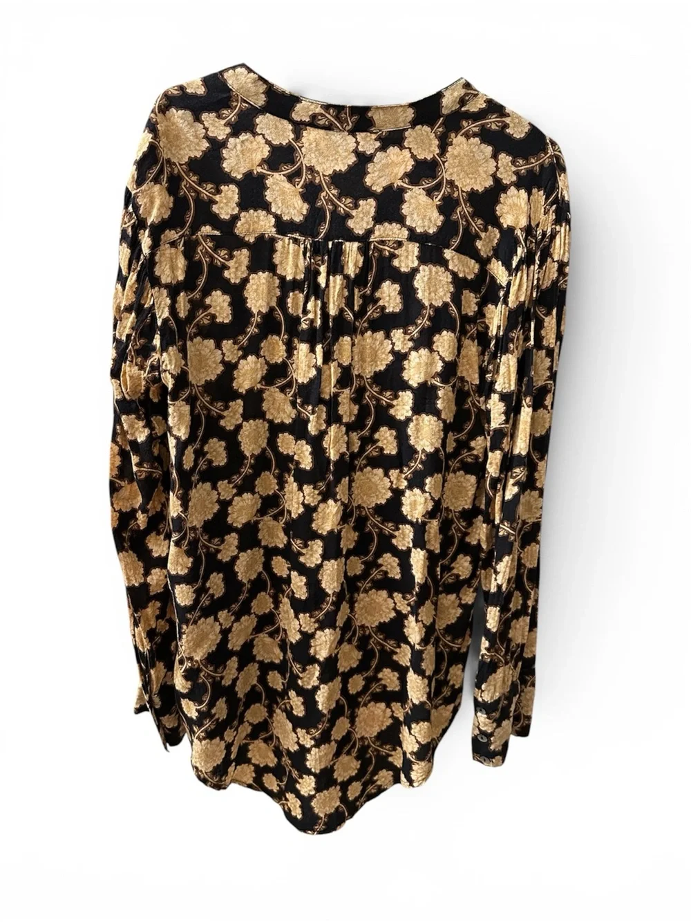 Free People Black & Gold Floral Top